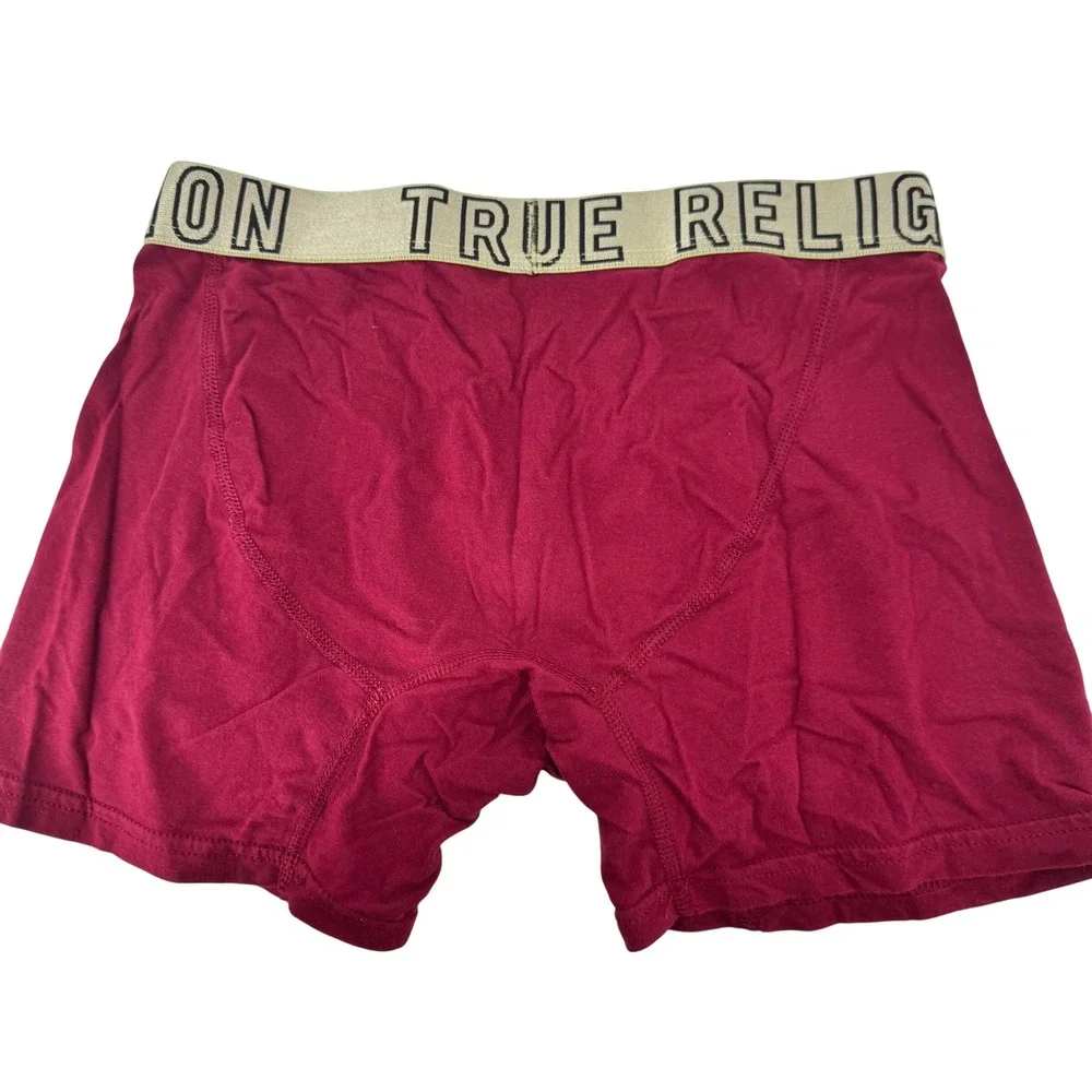 True Religion Men Boxer‎ Briefs Red Cotton Logo Waistband Size Medium